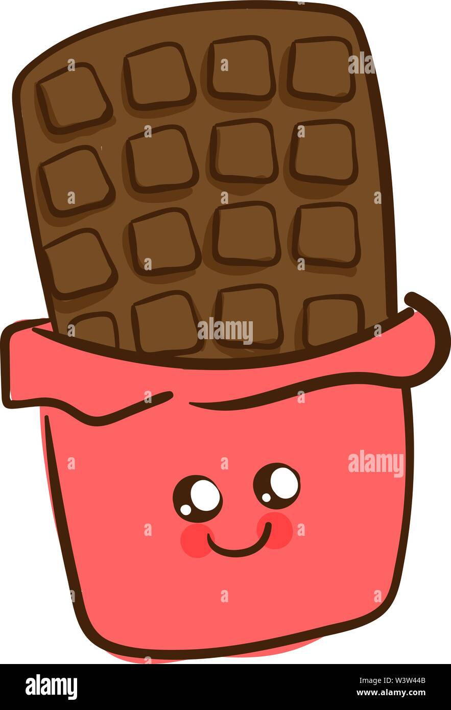 Carino il cioccolato con gli occhi, illustrazione vettore su sfondo bianco. Illustrazione Vettoriale