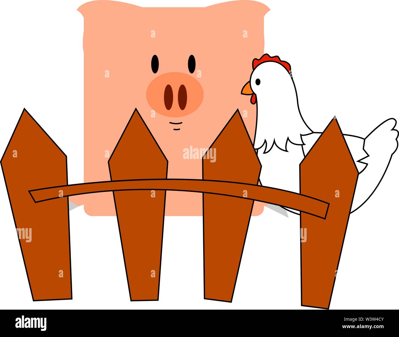 Di maiale e di pollo, illustrazione, vettore su sfondo bianco. Illustrazione Vettoriale