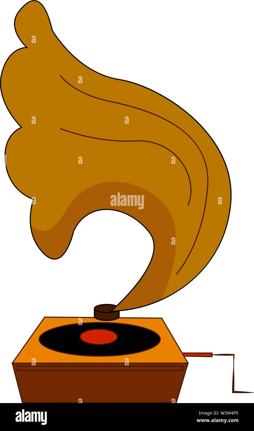 Grammofono retrò, illustrazione vettore su sfondo bianco. Illustrazione Vettoriale