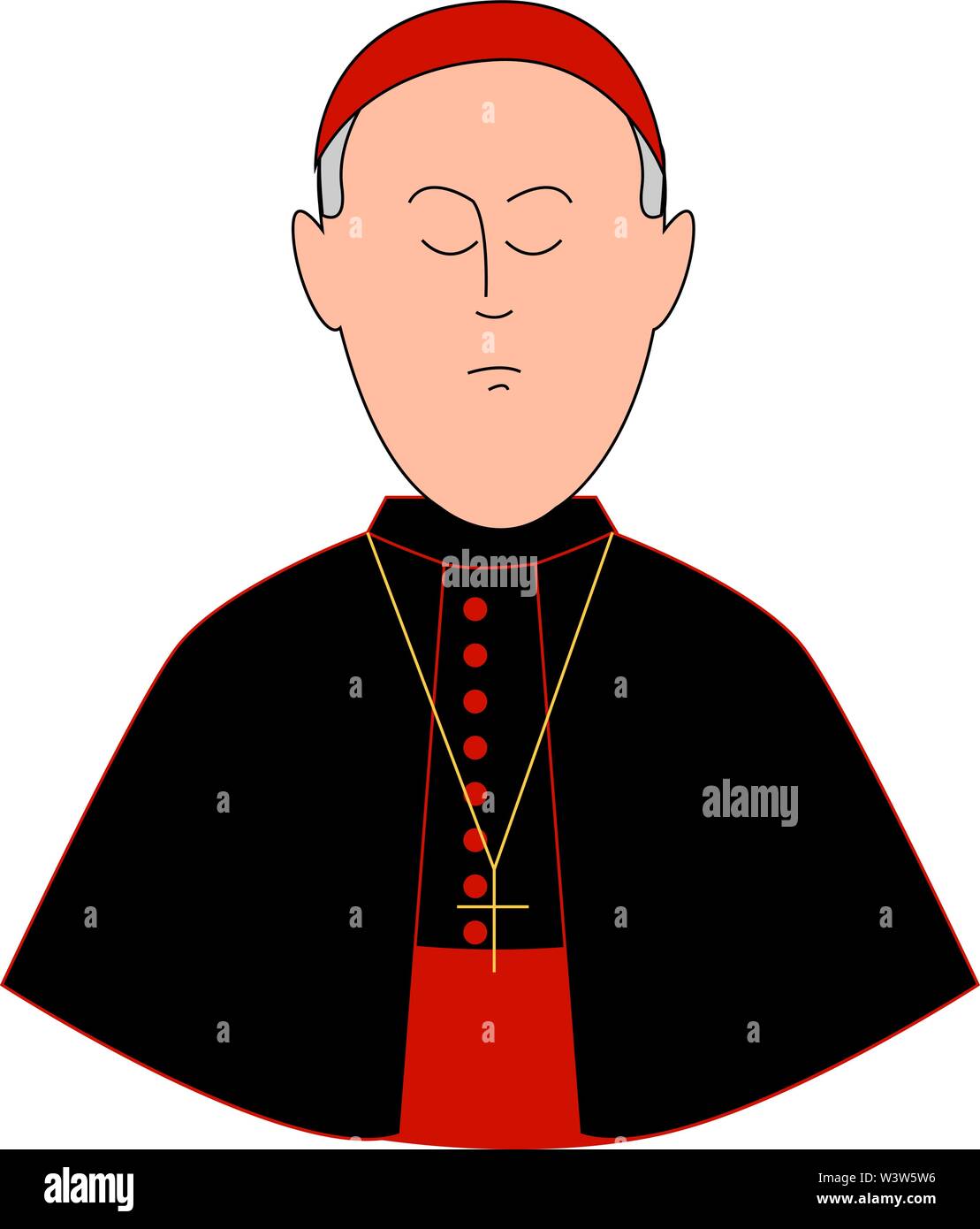 Il principe della chiesa con la croce, illustrazione, vettore su sfondo bianco. Illustrazione Vettoriale