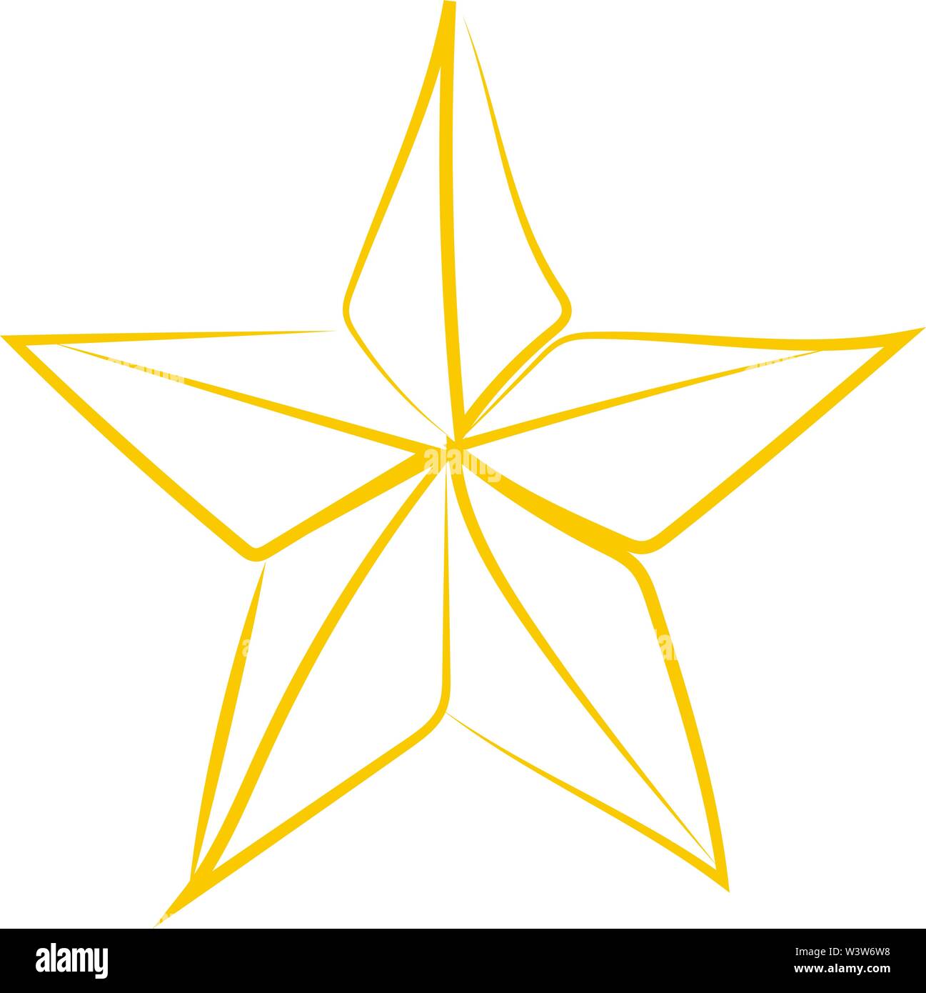 Golden Star, illustrazione vettore su sfondo bianco. Illustrazione Vettoriale