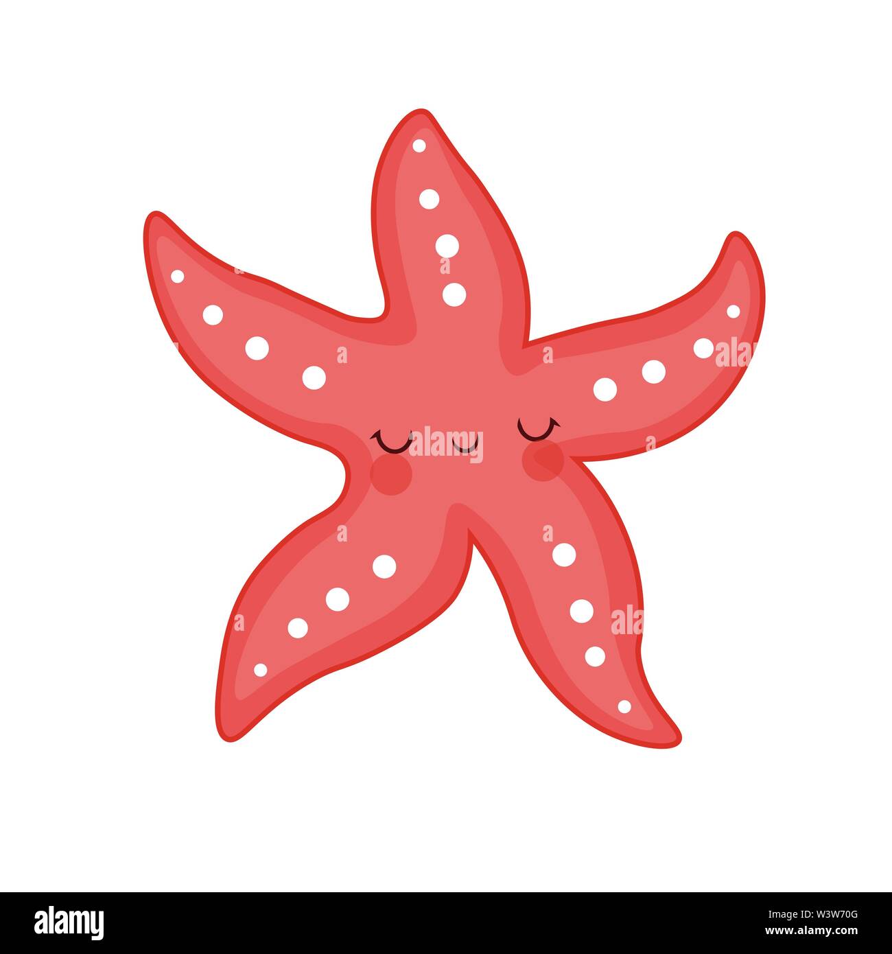 Creatura del mare. abitante del mare.starfish cartoon illustrazione vettoriale. Red carino starfish illustrazione per bambini e neonati. Illustrazione Vettoriale