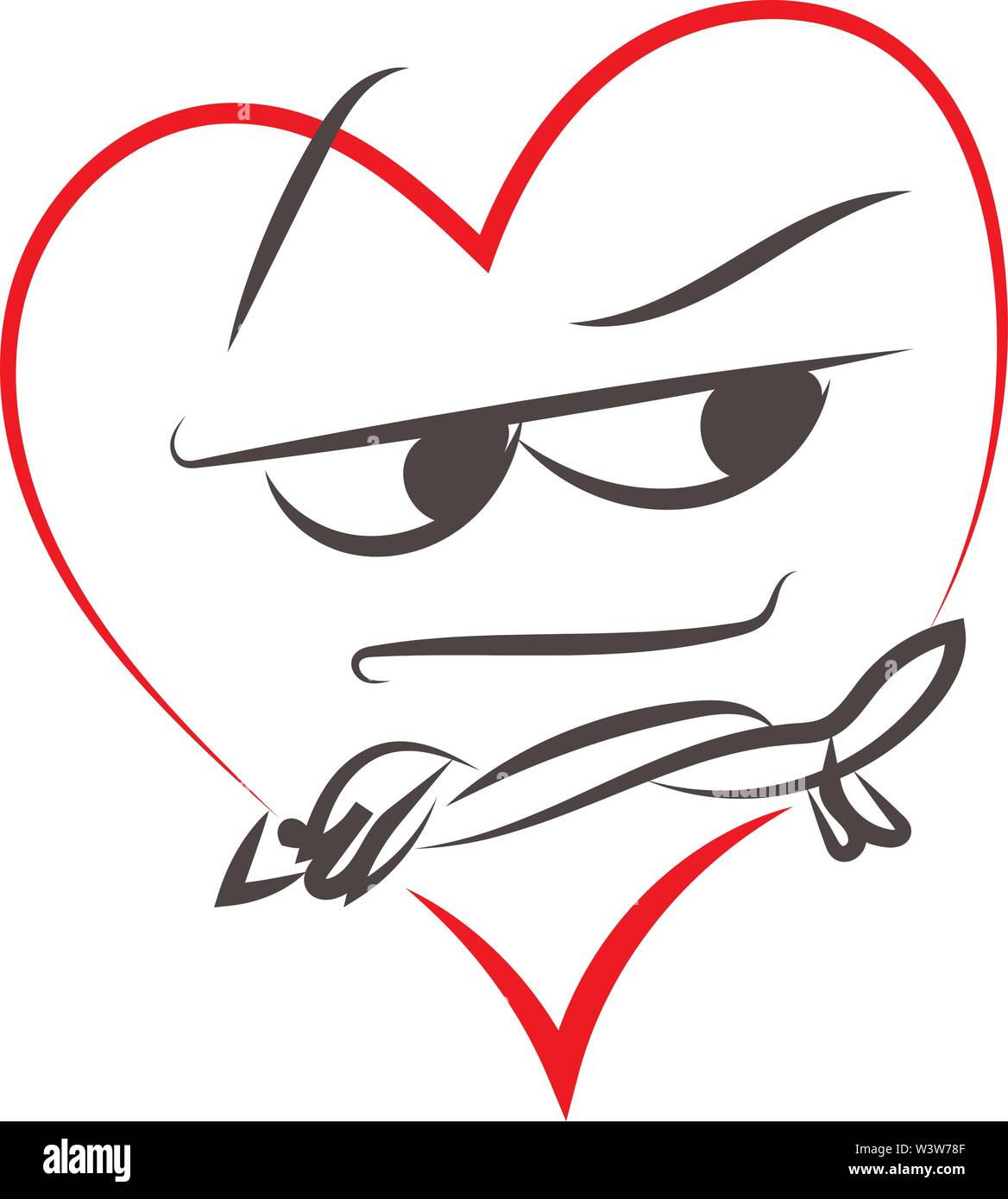 Arrabbiato cercando di cuore, illustrazione, vettore su sfondo bianco. Illustrazione Vettoriale
