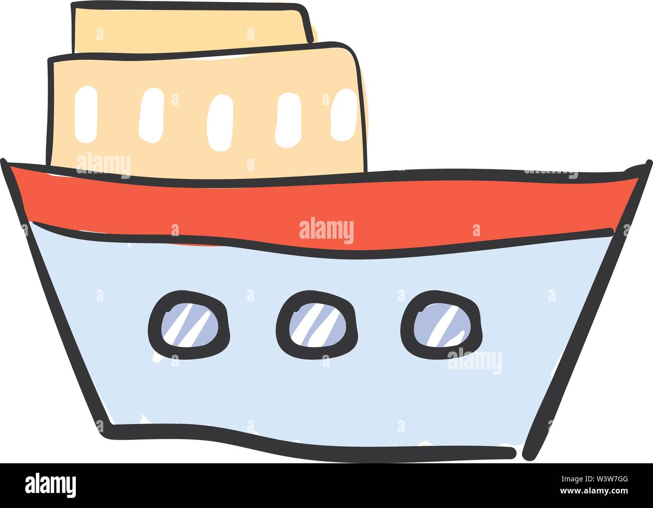 Nave blu, illustrazione vettore su sfondo bianco. Illustrazione Vettoriale