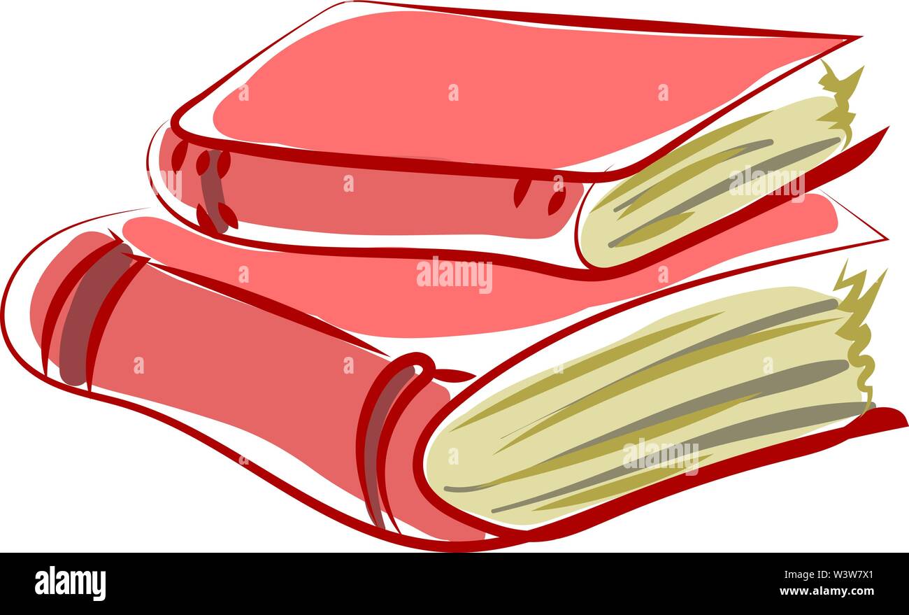 Due libri rosa, illustrazione vettore su sfondo bianco. Illustrazione Vettoriale