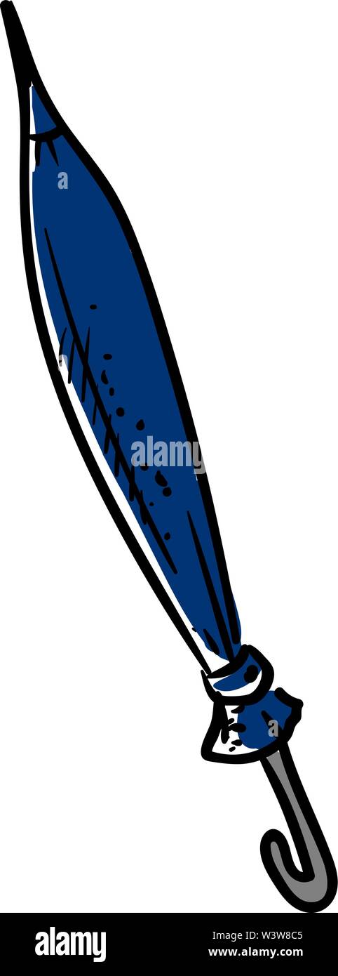 Blue ombrello chiuso, illustrazione vettore su sfondo bianco. Illustrazione Vettoriale