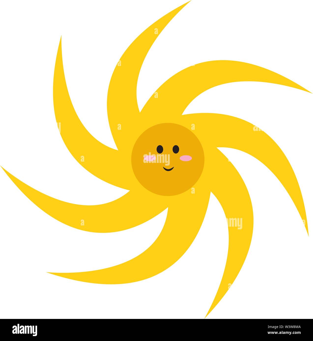Crazy sun, illustrazione vettore su sfondo bianco. Illustrazione Vettoriale