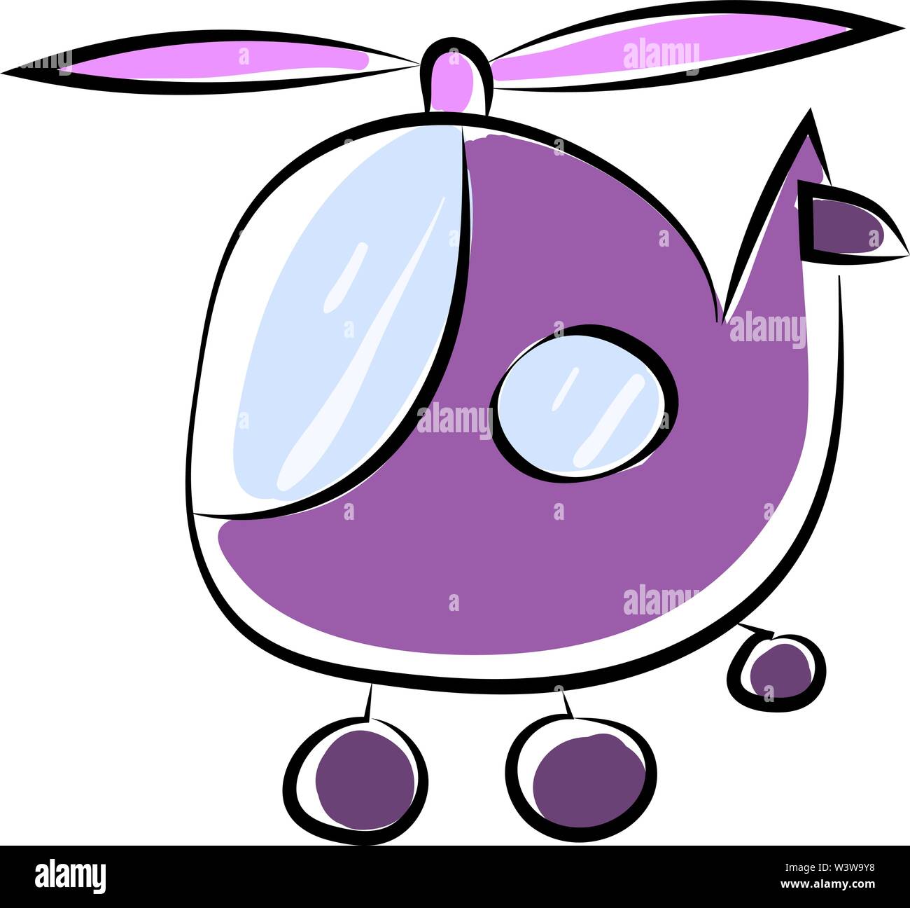 Elicottero viola, illustrazione vettore su sfondo bianco. Illustrazione Vettoriale
