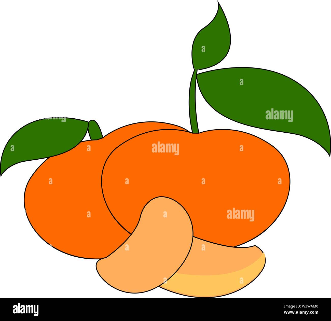 Succo di arancia mandarino, illustrazione, vettore su sfondo bianco. Illustrazione Vettoriale