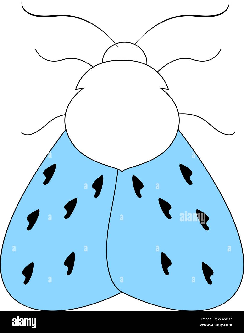 La tignola con ali blu, illustrazione vettore su sfondo bianco. Illustrazione Vettoriale