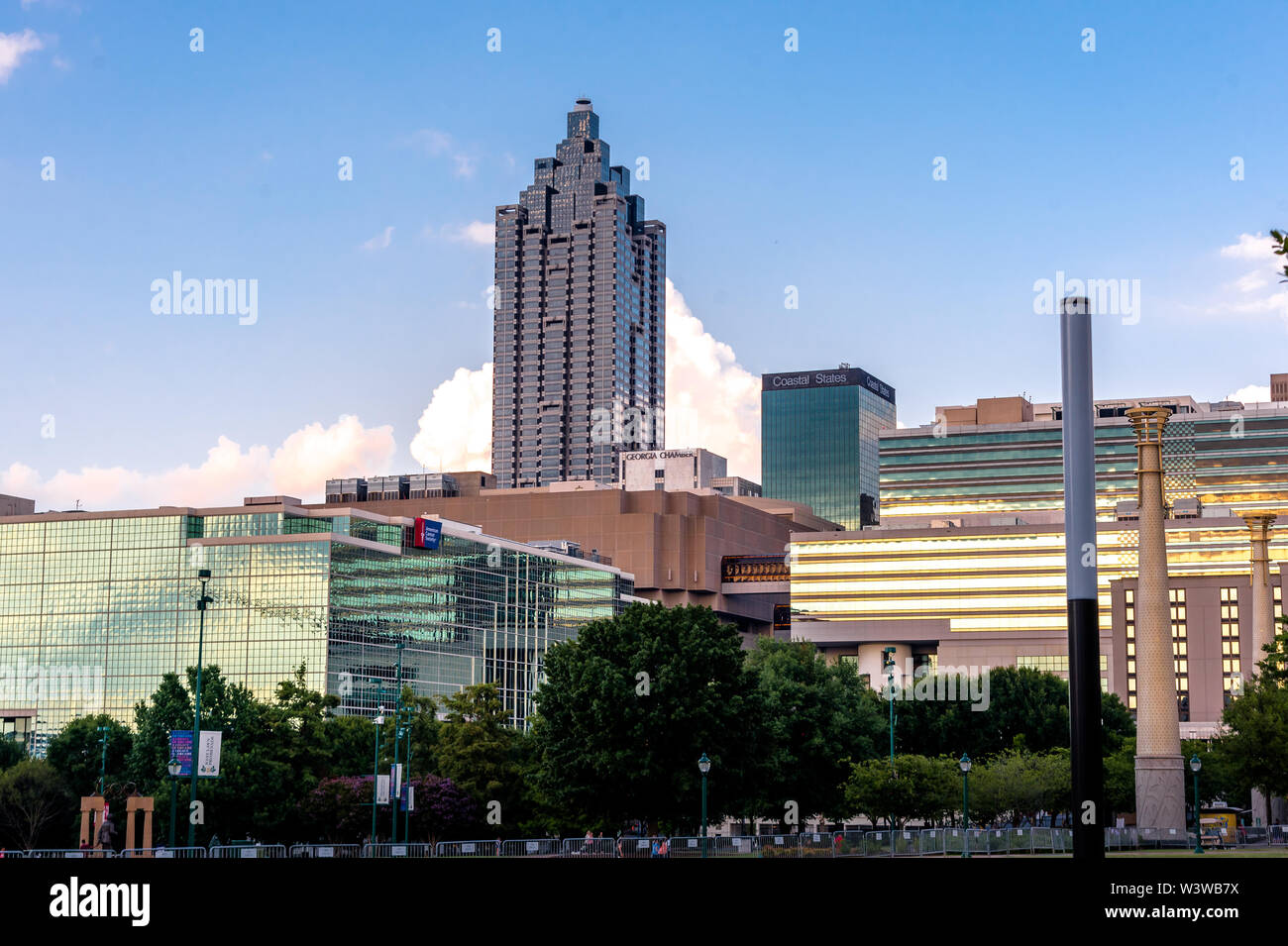 Tramonto in Atlanta at Centennial Olympic Park Foto Stock