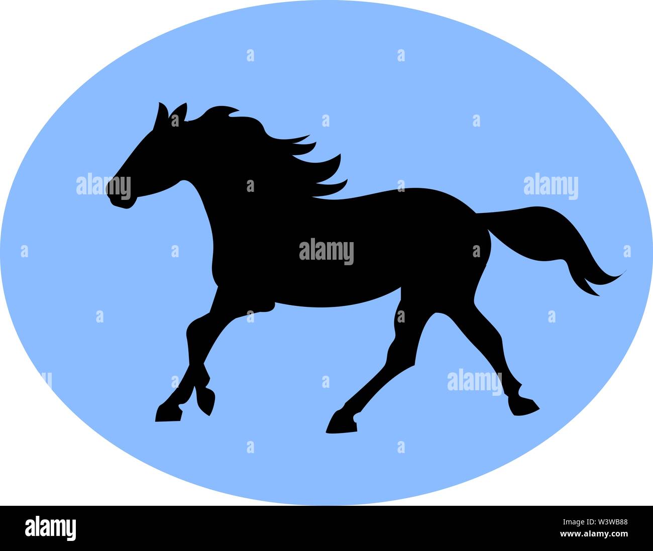 Cavallo nero, illustrazione vettore su sfondo bianco. Illustrazione Vettoriale