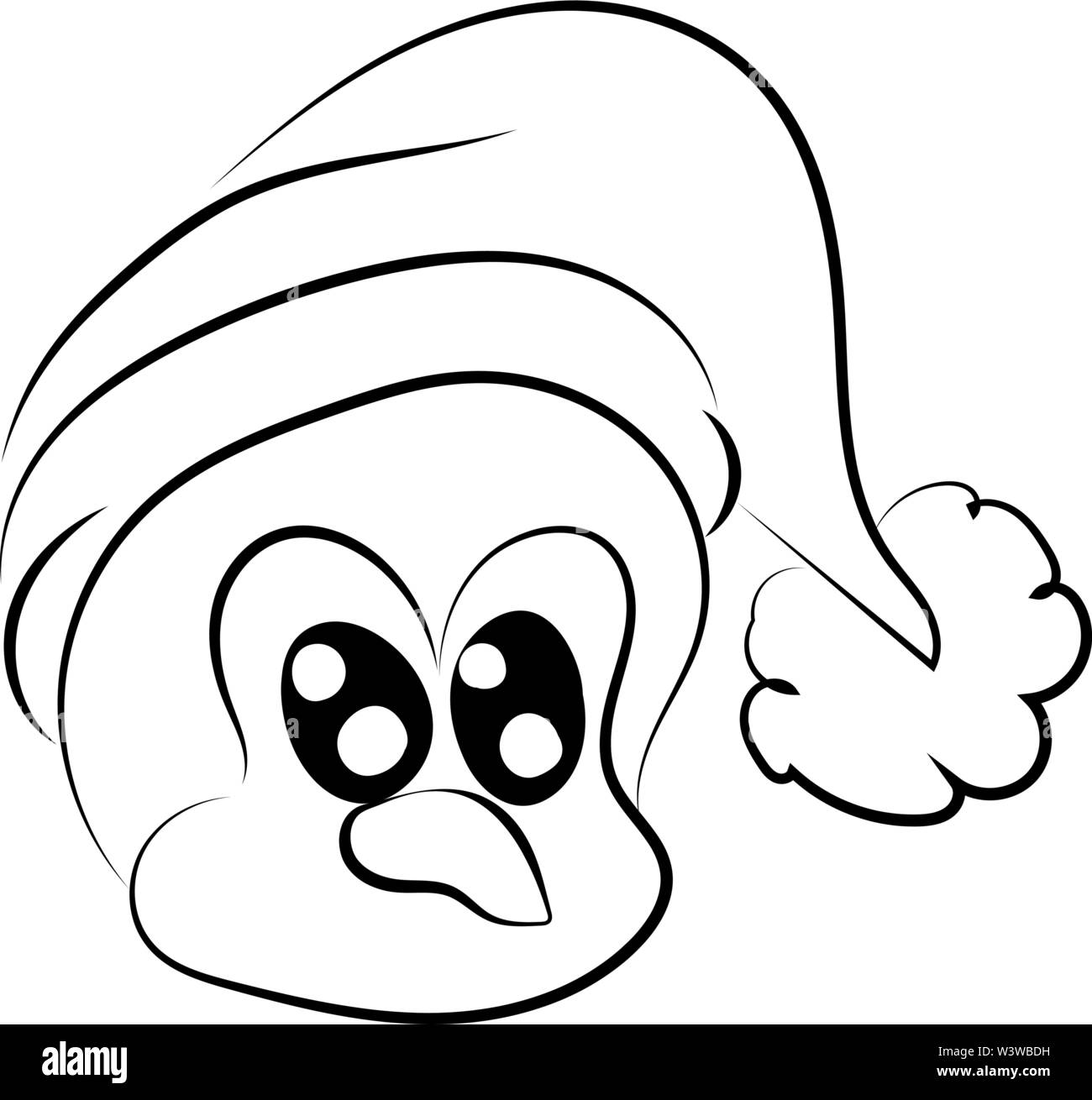 Pinguino con cappello, illustrazione, vettore su sfondo bianco. Illustrazione Vettoriale