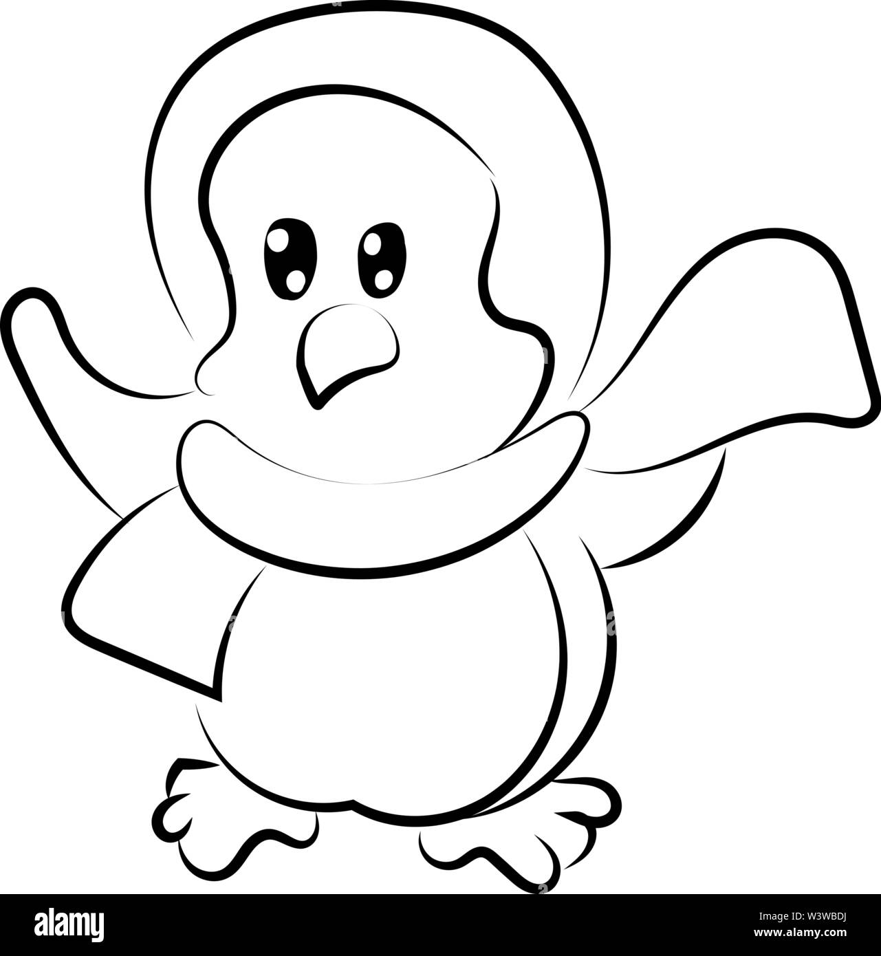 Happy penguin, illustrazione vettore su sfondo bianco. Illustrazione Vettoriale