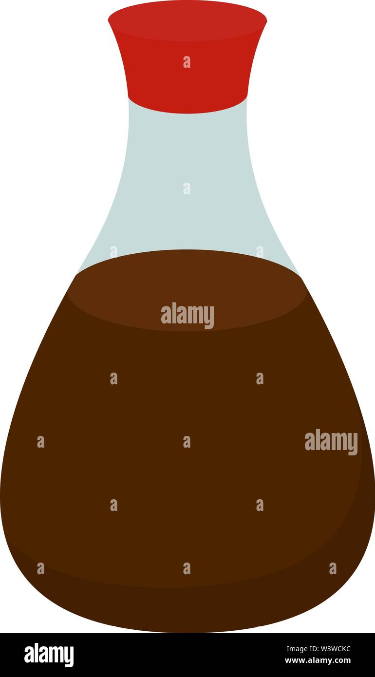 La salsa di soia in bottiglia, illustrazione vettore su sfondo bianco. Illustrazione Vettoriale