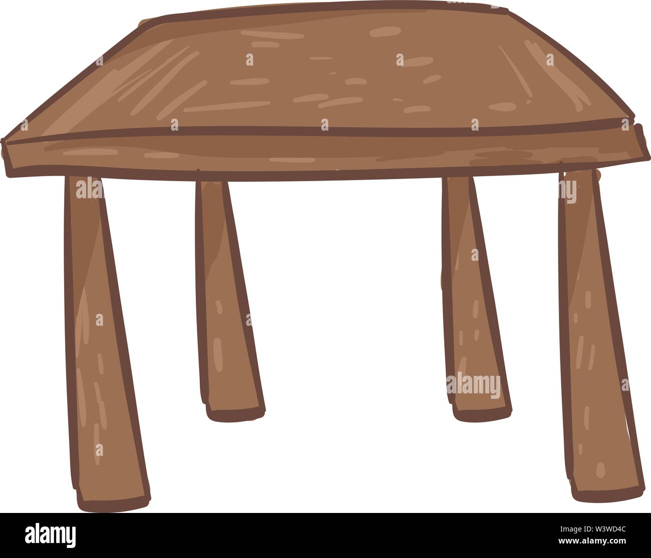 Tavolo in legno, illustrazione vettore su sfondo bianco. Illustrazione Vettoriale