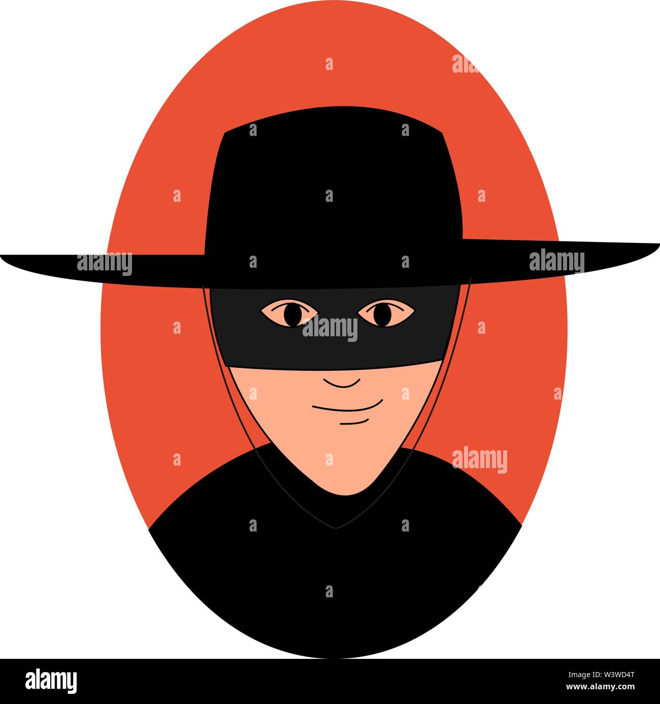 Zorro con maschera, illustrazione vettore su sfondo bianco. Illustrazione Vettoriale