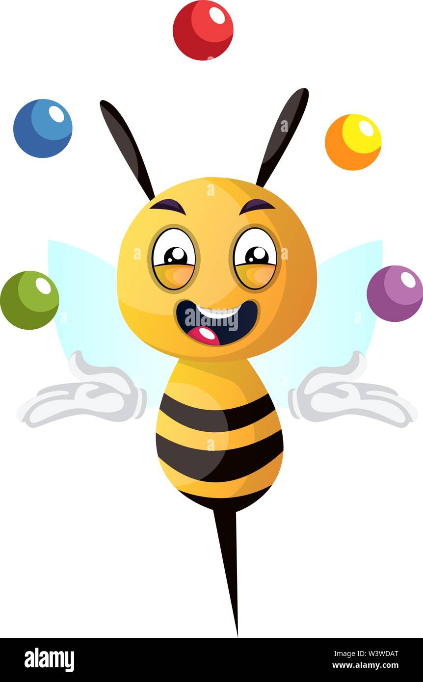 Bee giocoleria, illustrazione vettore su sfondo bianco. Illustrazione Vettoriale