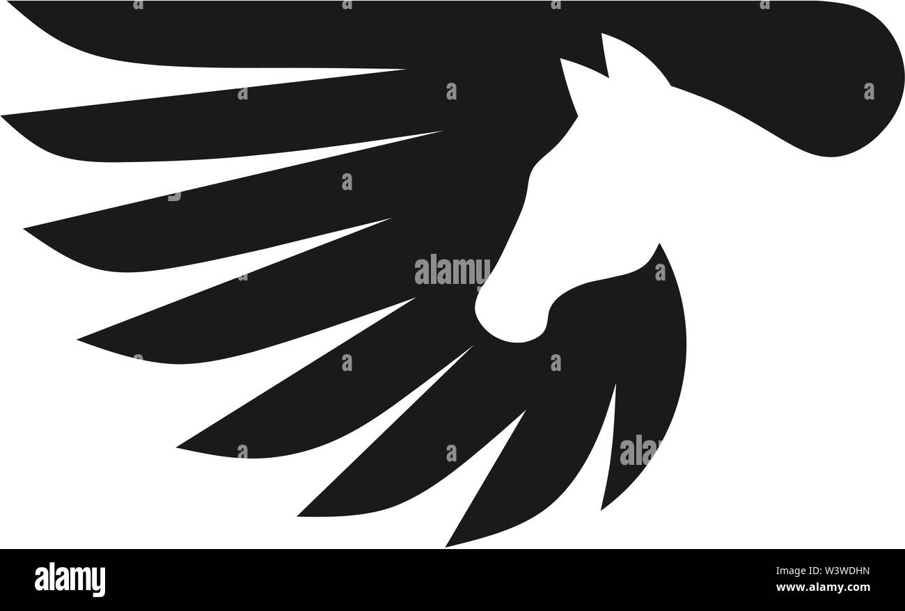 Logo Pegasus vettore. Stilizzata cavallo alato logo illustrazione vettoriale. Illustrazione Vettoriale