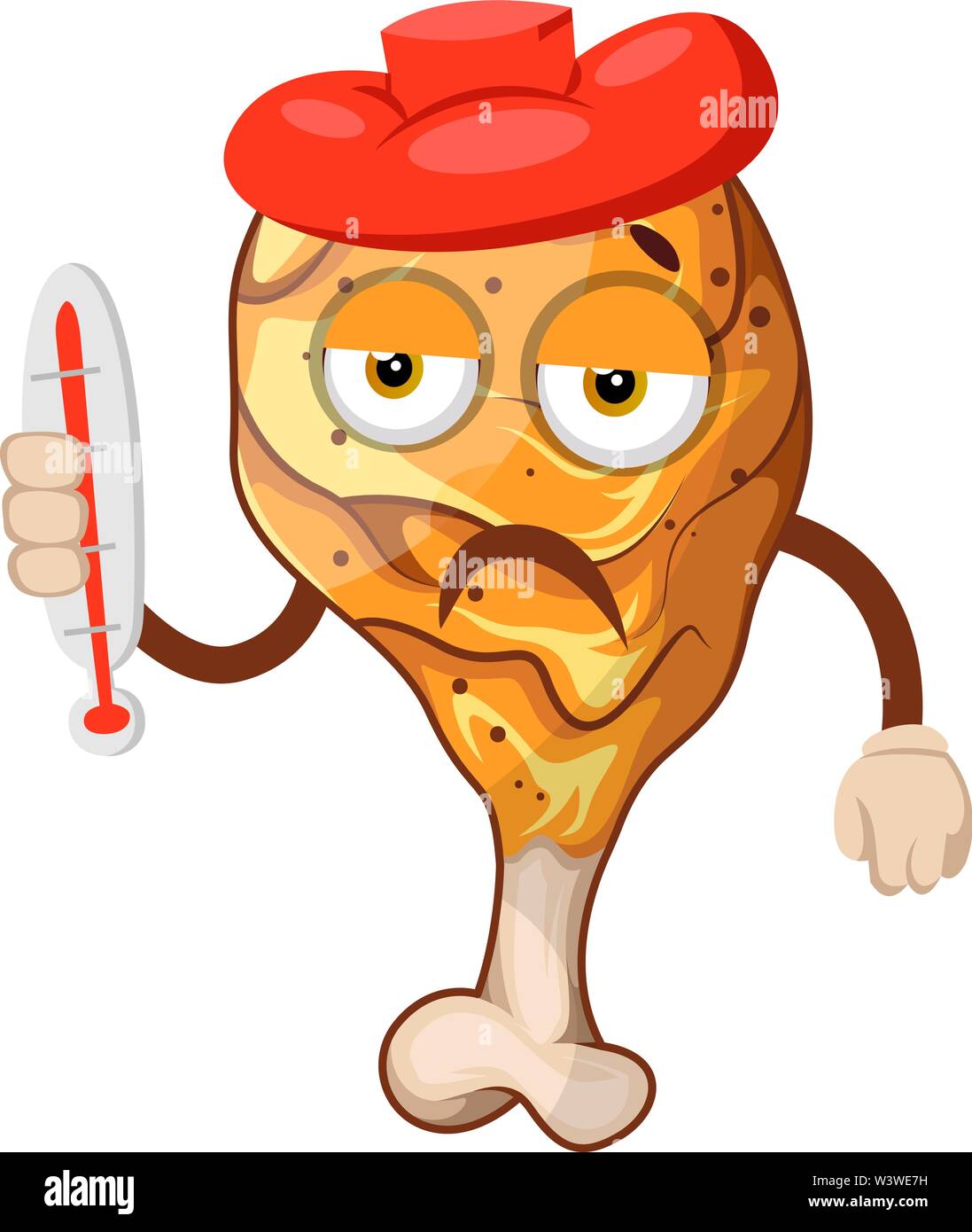 Fritto di Pollo gamba avente l'influenza, illustrazione, vettore su sfondo bianco. Illustrazione Vettoriale