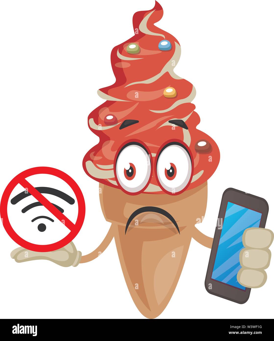 Gelato alla crema con n. wifi, illustrazione, vettore su sfondo bianco. Illustrazione Vettoriale
