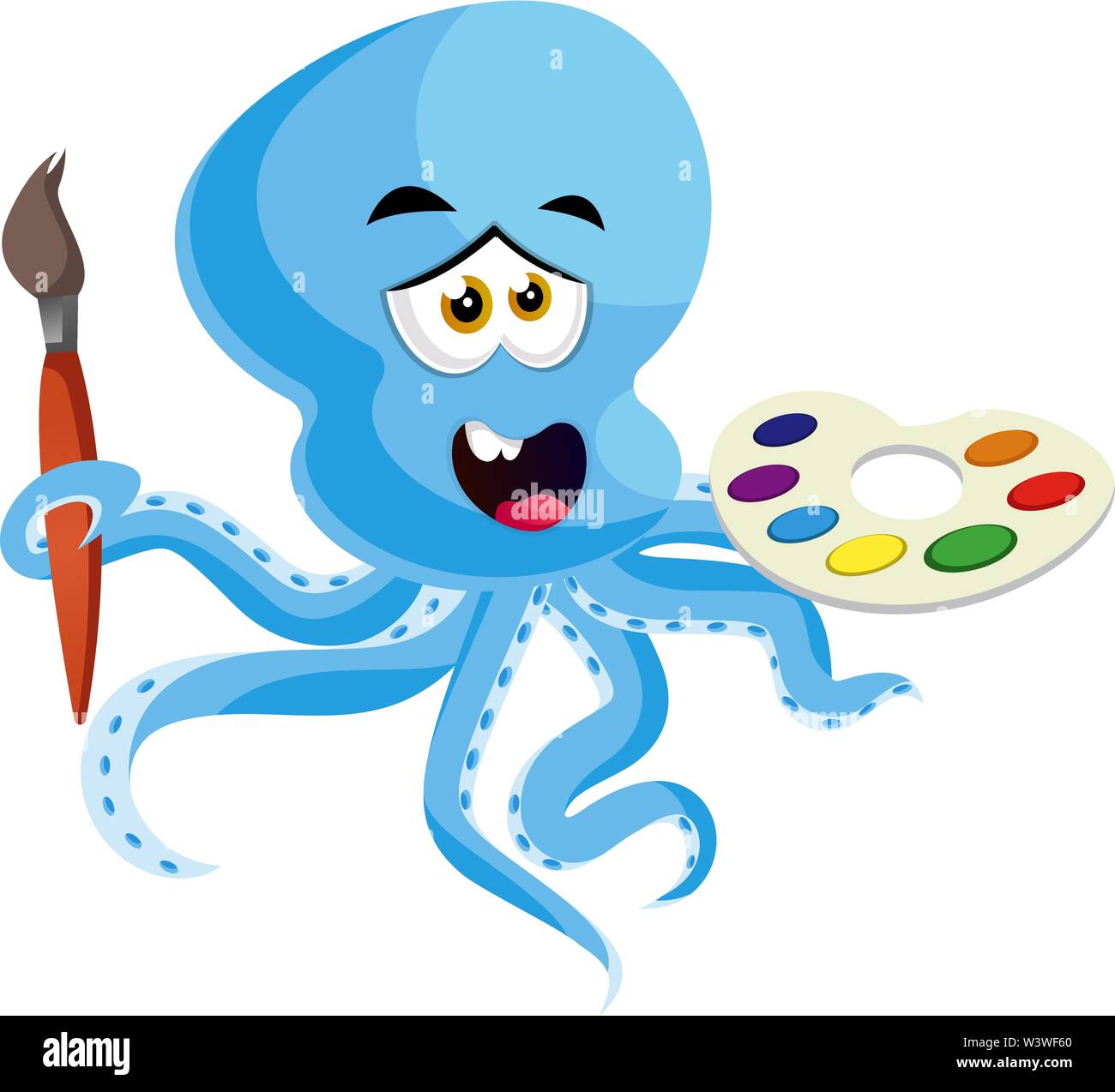Il polpo con tavolozza di colori, illustrazione vettore su sfondo bianco. Illustrazione Vettoriale