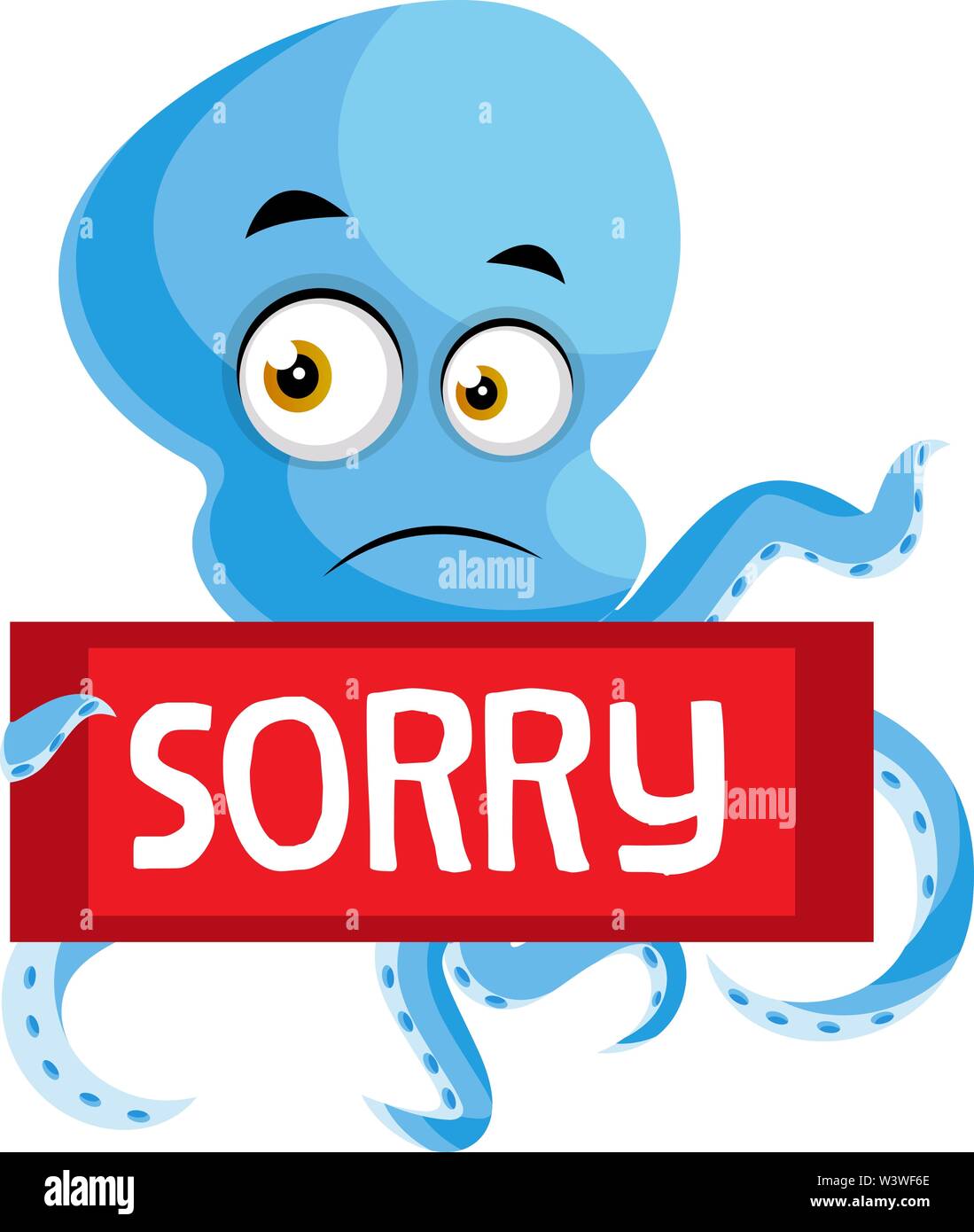 Il polpo con dispiace firmare, illustrazione vettore su sfondo bianco. Illustrazione Vettoriale
