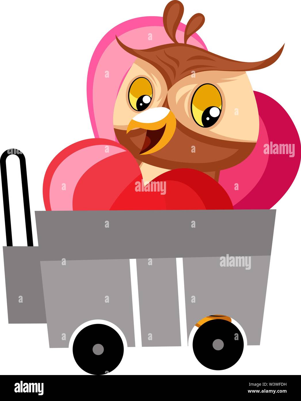 Owl con cuore, illustrazione vettore su sfondo bianco. Illustrazione Vettoriale