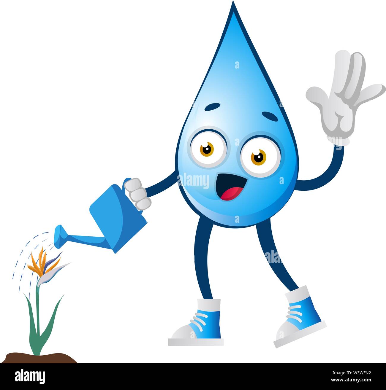 Goccia di acqua impianto di irrigazione, illustrazione vettore su sfondo bianco. Illustrazione Vettoriale