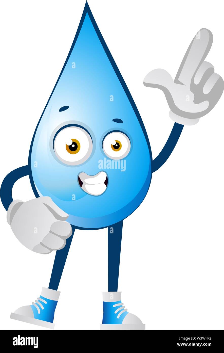 Goccia di acqua con una sola mano in aria, illustrazione vettore su sfondo bianco. Illustrazione Vettoriale