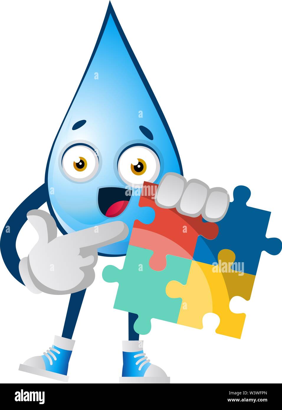Goccia di acqua con puzzle, illustrazione, vettore su sfondo bianco. Illustrazione Vettoriale