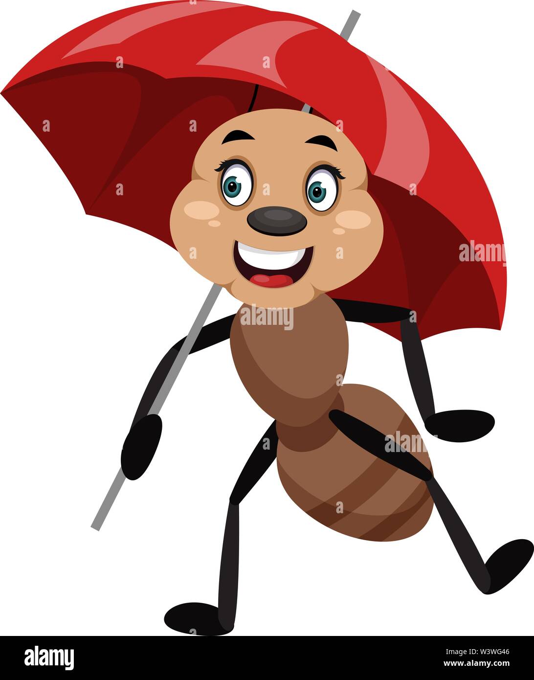 Ant con ombrellone, illustrazione vettore su sfondo bianco. Illustrazione Vettoriale