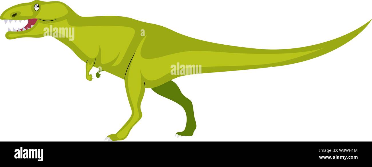 Grande dinosauro verde, illustrazione vettore su sfondo bianco. Illustrazione Vettoriale