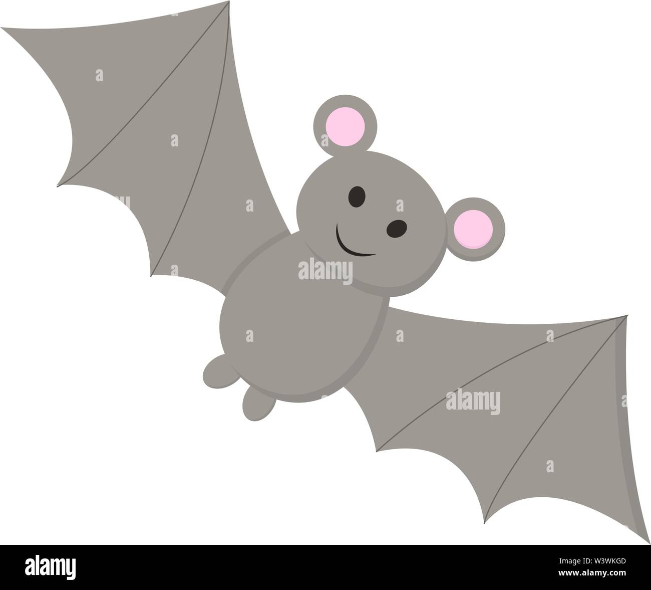 Un colorato di nero bat con due denti affilati, il vettore, il colore di disegno o illustrazione. Illustrazione Vettoriale