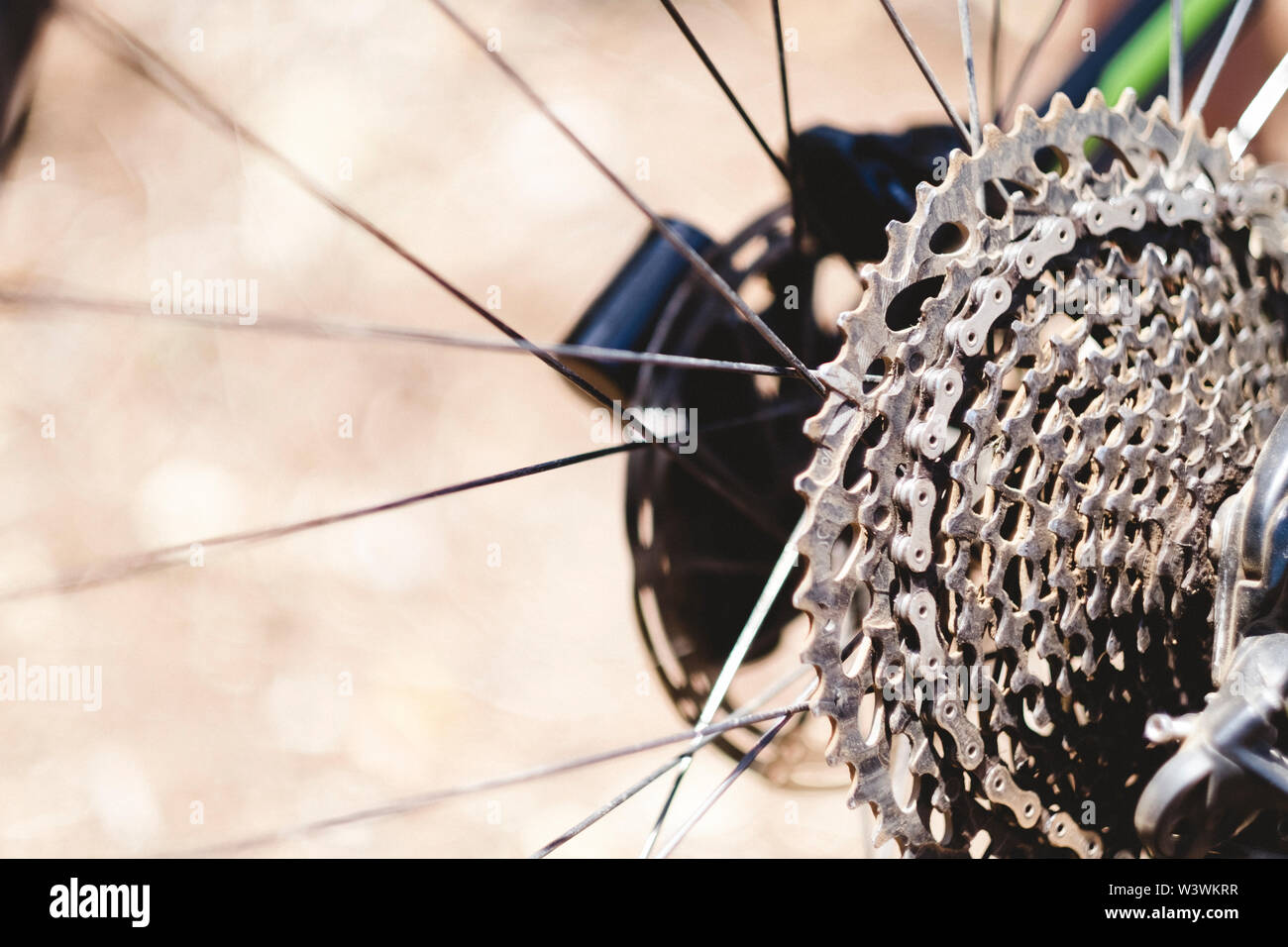 Close up di mountain bike ruote dentate e catena Foto stock - Alamy