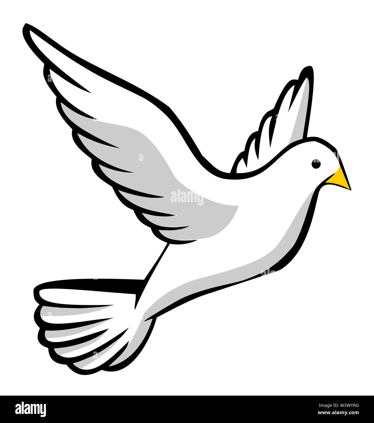 Colomba della Pace mosca bianca spirito cielo illustrazione degli uccelli Foto Stock