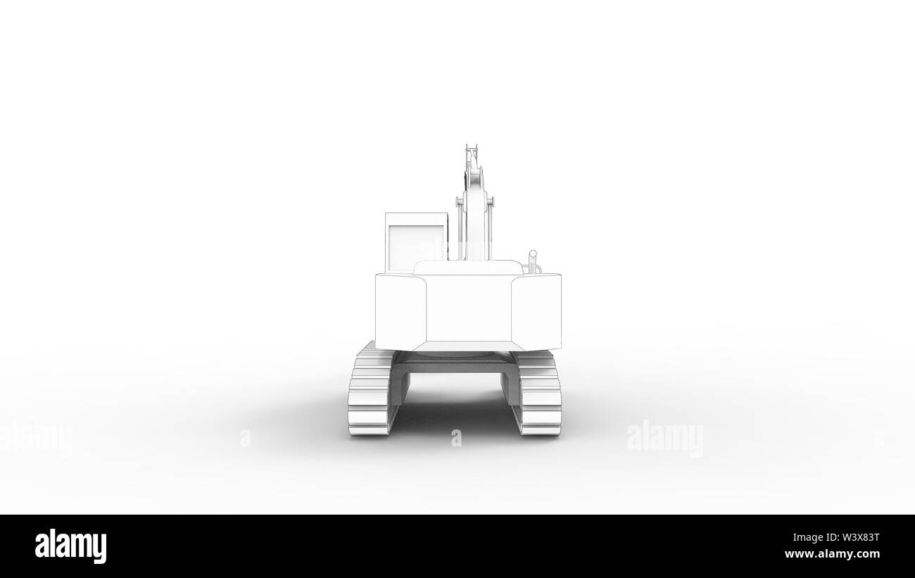 3D rendering di un escavatore singolo isolato in bianco di sfondo per studio Foto Stock