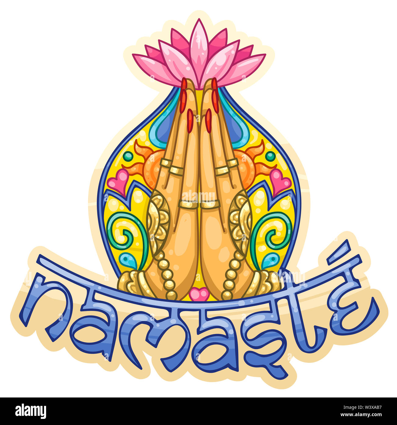 Namaste indiano cultura mano salutation saluto illustrazione Foto stock -  Alamy