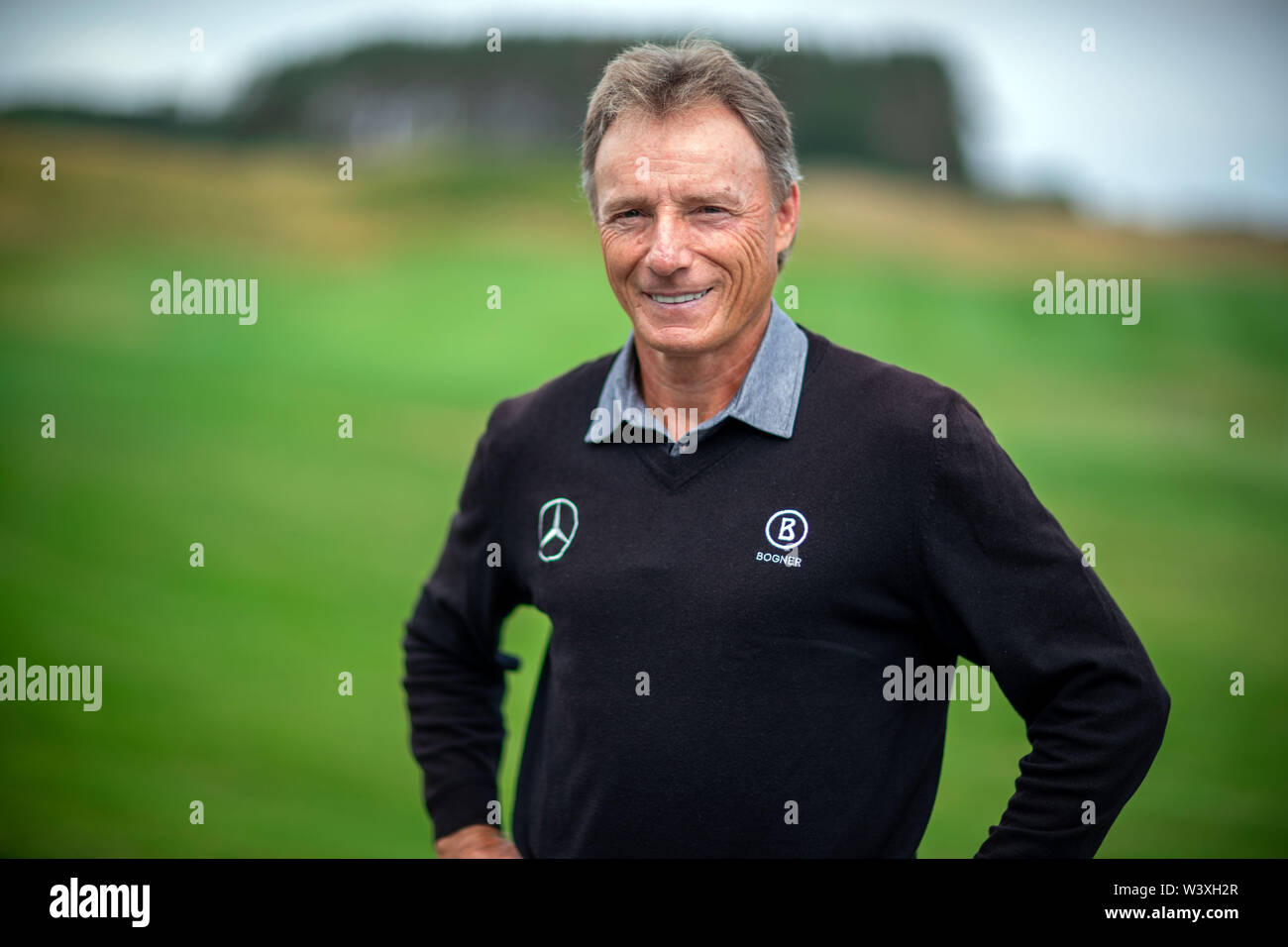 Gneven, Germania. 17 Luglio, 2019. Golf veterano Bernhard Langer può essere visto presso il campo da golf prima di una pratica rotonda. Il 61-anno-vecchio Langer suonerà presso l'European Senior torneo Tour vicino a Schwerin in Gneven, Mecklenburg, durante il fine settimana. Langer è stato il giocatore dominante sulla US Champions Tour per undici anni. Credito: Jens Büttner/dpa-Zentralbild/ZB/dpa/Alamy Live News Foto Stock