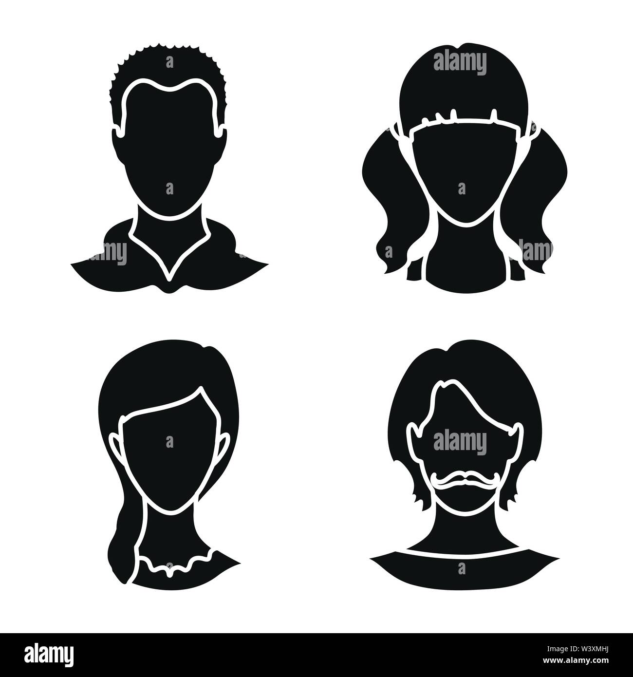 Oggetto isolato di carattere e icona del profilo. Set di caratteri e ciuccio simbolo azionario per il web. Illustrazione Vettoriale