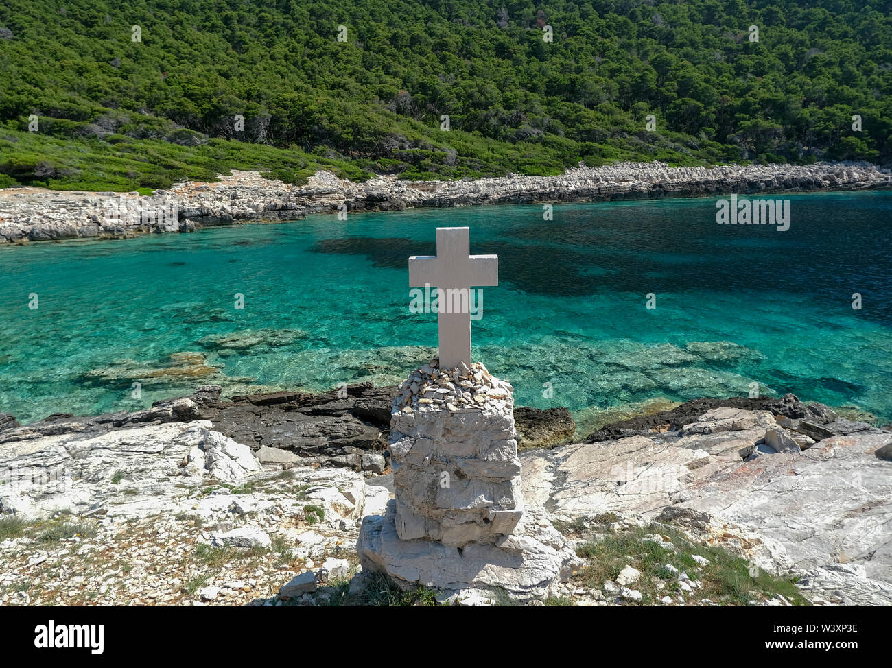 Croce di pietra di Mljet Foto Stock