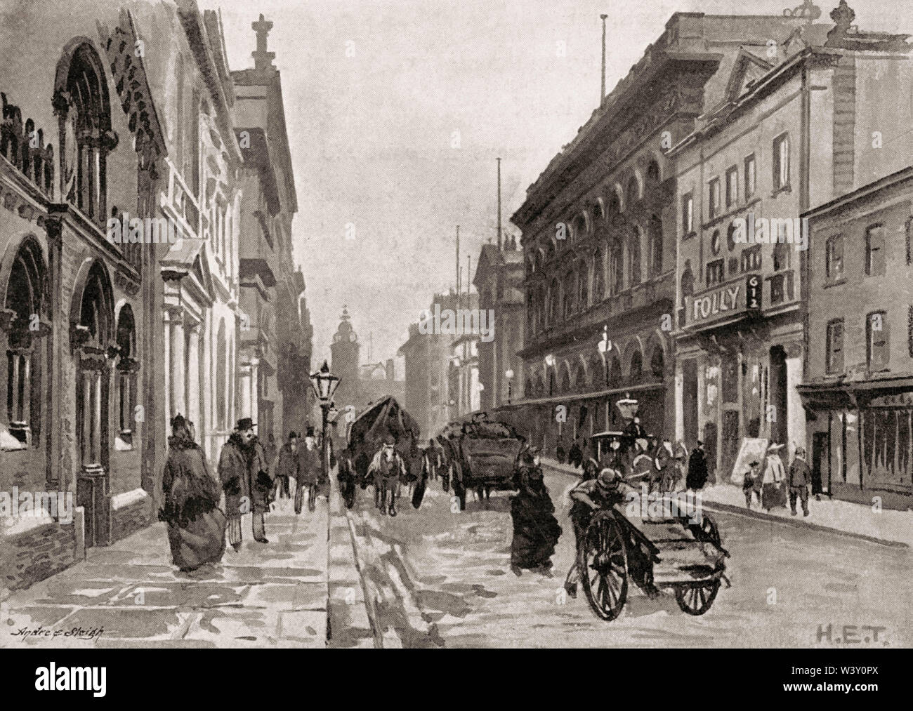 Peter Street, la Free Trade Hall di Manchester, Inghilterra, Regno Unito, secolo XIX Foto Stock