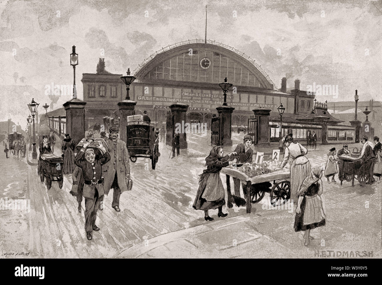 La stazione ferroviaria centrale, Manchester, Inghilterra, Regno Unito, XIX secolo Foto Stock