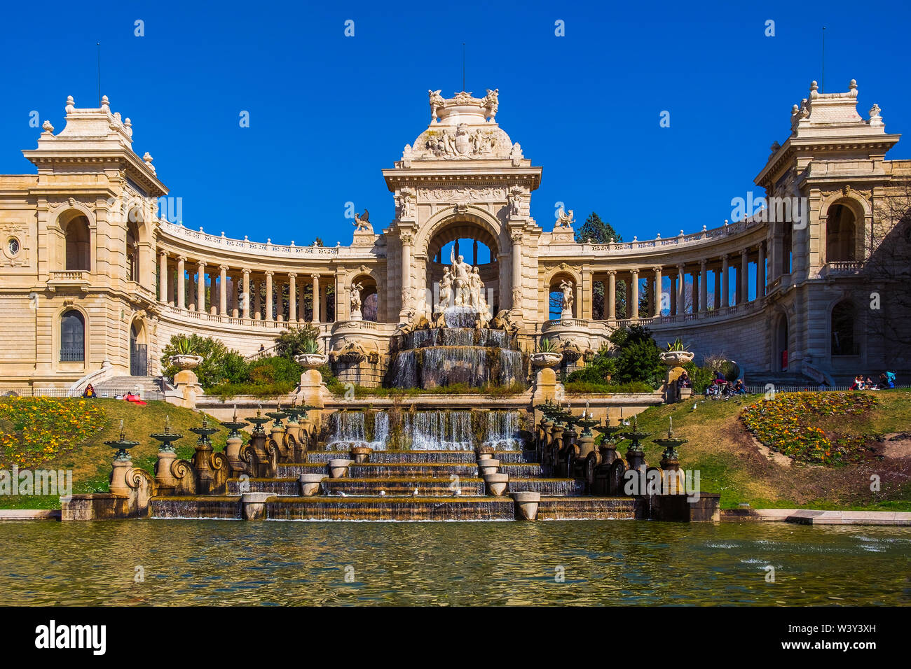 Marsiglia, Francia, marzo 2019, vista del Palais Longchamp. Ospita il "Musée des beaux-Arts and Museum d'histoire naturelle" Foto Stock