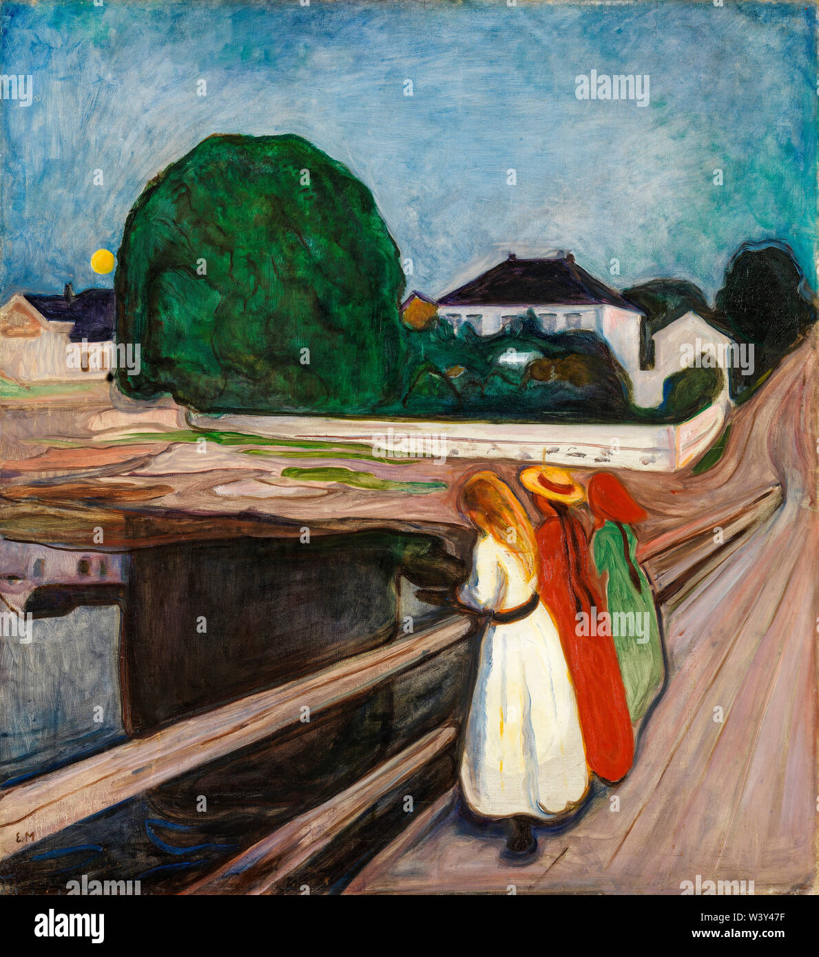 Edvard Munch, ragazze sul ponte, pittura ad olio su tela, circa 1901 Foto Stock