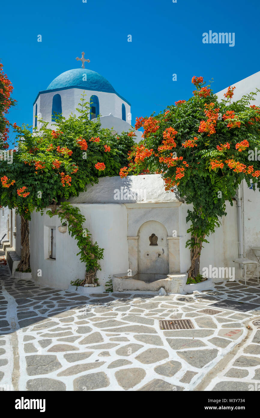 Greco cappella ortodossa, Parikia, Paros, Cyclade Islands, Grecia Foto Stock