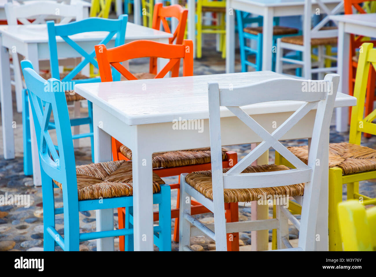 Cafe nella città di Naxos, Naxos, Cyclade Islands, Grecia Foto Stock