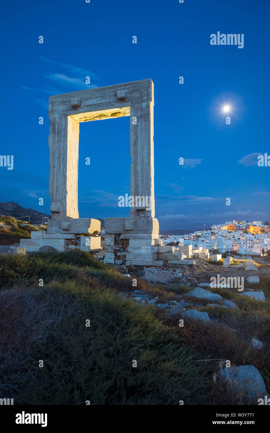 Tempio di Apollo, città di Naxos, Naxos, Cyclade Islands, Grecia Foto Stock