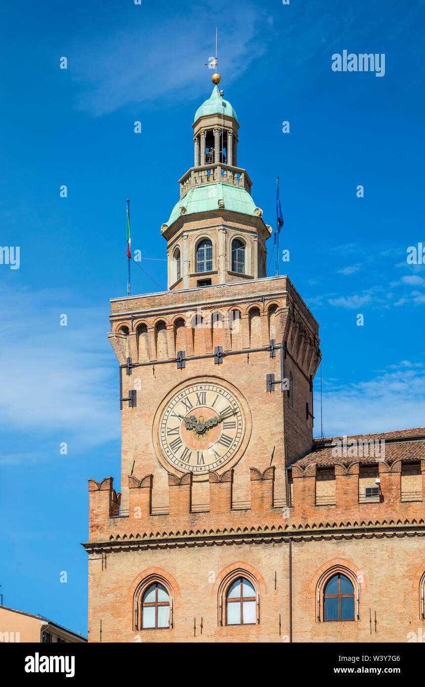 Palazzo d'Accursio (Palazzo Comunale), Piazza Maggiore, Bologna, Emilia Romagna, Italia Foto Stock