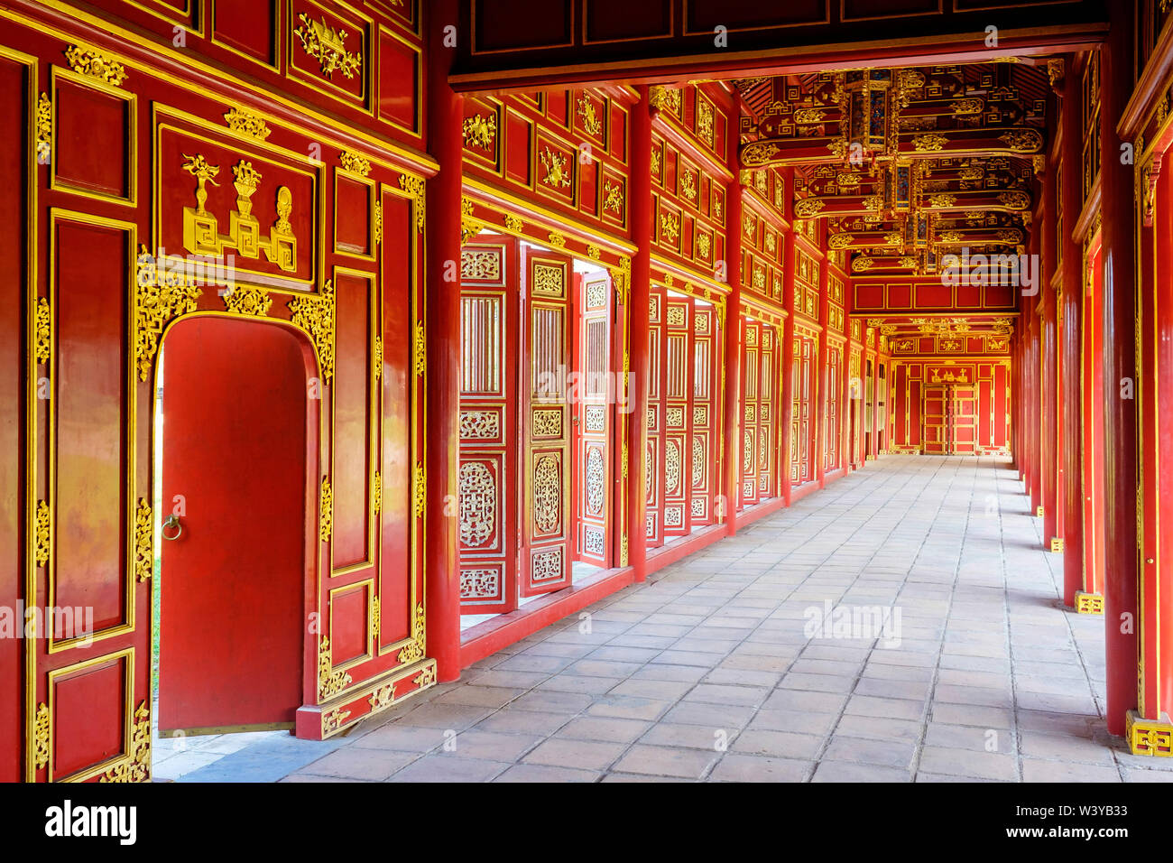 Le gallerie di può Chanh Palace nelle sale dei mandarini, Città Imperiale, tonalità, Thua Thien-Hue Provincia, Vietnam Foto Stock